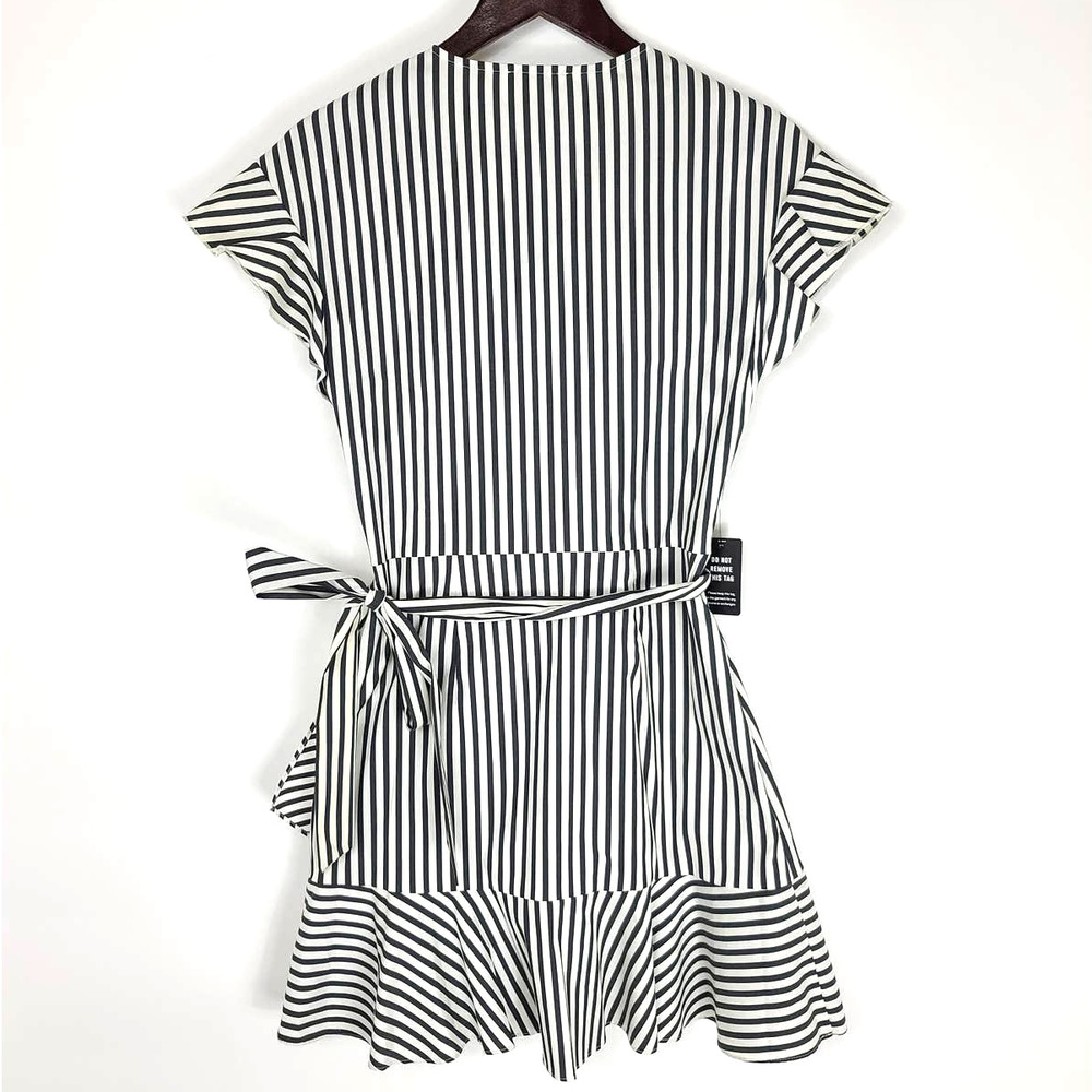 Express Surplice Tie Waist Ruffle Stripe Dress - Picture 2 of 4